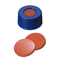 9mm Combination Seal: PP Short Thread Cap blue centre hole;