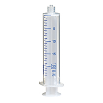 20 ml Luer-Lok Plastic Disposable Syringe packed per 100 pie